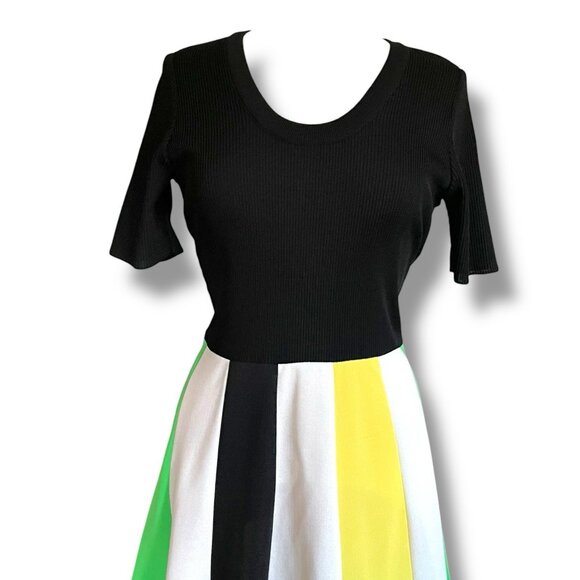 Vintage 1970s Dalton Womens Maxi Dress Sz M/L Mediun Large Black Green Yellow - Picture 4 of 10